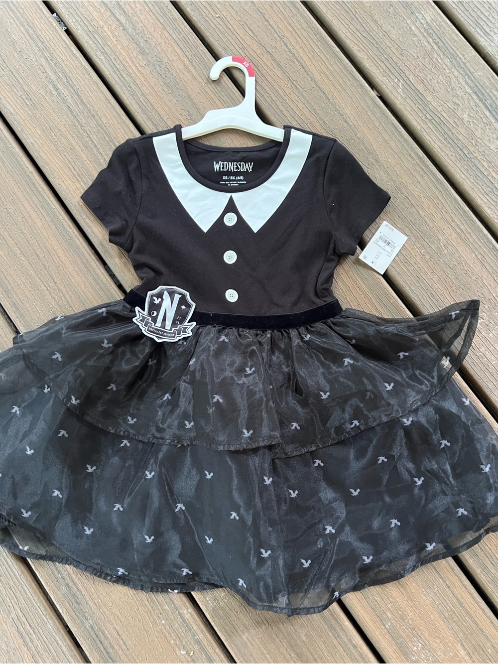 Wednesday Addams  Girls' Black Dress with White Collar size 6-7